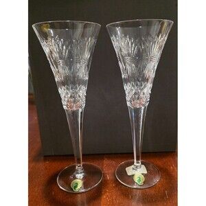Waterford Crystal Millennium Toasting Flutes Toast to Prosperity Set of 2 New